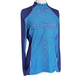 Prana Sierra ½ Zip Pullover Blue Gorpcore Aztec Athleisure-XL